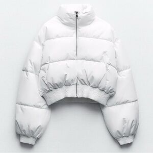 zara cropped white puffer jacket